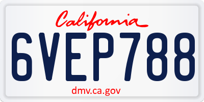 CA license plate 6VEP788