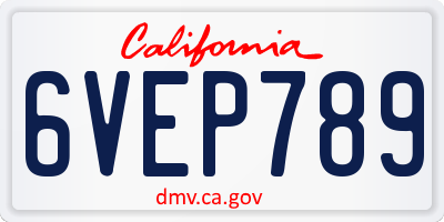 CA license plate 6VEP789