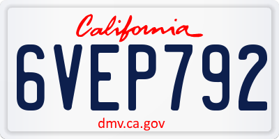 CA license plate 6VEP792