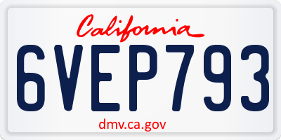 CA license plate 6VEP793