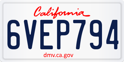 CA license plate 6VEP794