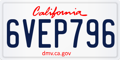 CA license plate 6VEP796