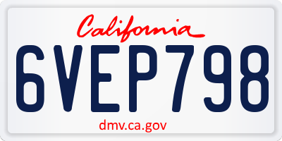 CA license plate 6VEP798