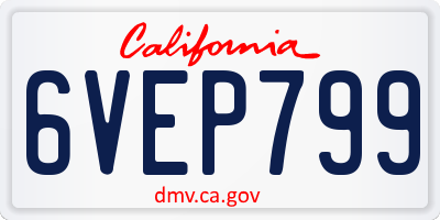 CA license plate 6VEP799