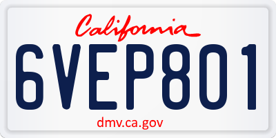 CA license plate 6VEP801