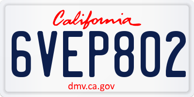 CA license plate 6VEP802
