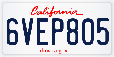 CA license plate 6VEP805