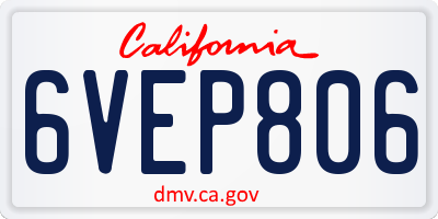 CA license plate 6VEP806