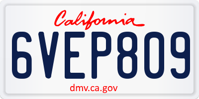 CA license plate 6VEP809