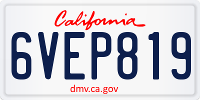CA license plate 6VEP819