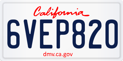 CA license plate 6VEP820