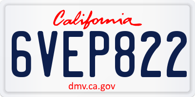CA license plate 6VEP822