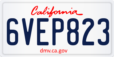 CA license plate 6VEP823