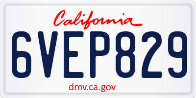 CA license plate 6VEP829