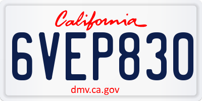 CA license plate 6VEP830
