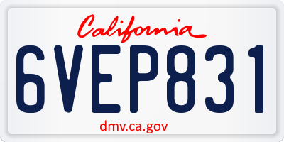 CA license plate 6VEP831