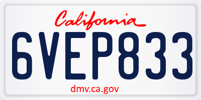 CA license plate 6VEP833