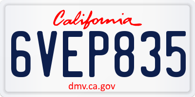CA license plate 6VEP835