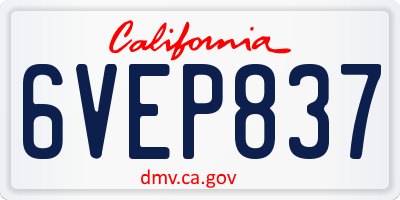 CA license plate 6VEP837