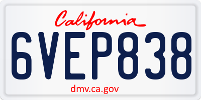 CA license plate 6VEP838