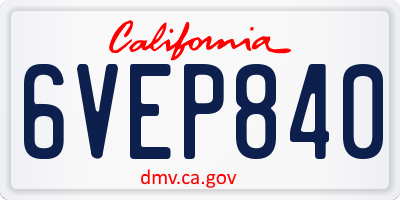 CA license plate 6VEP840