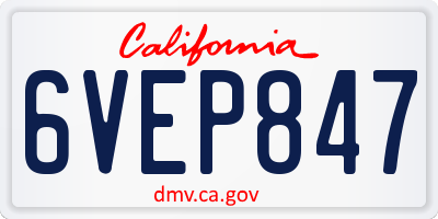 CA license plate 6VEP847