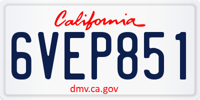 CA license plate 6VEP851