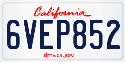 CA license plate 6VEP852