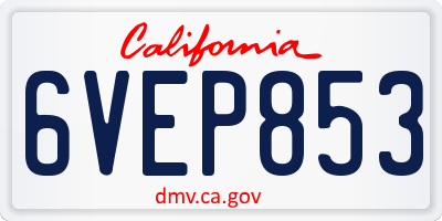 CA license plate 6VEP853