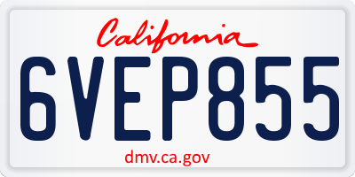 CA license plate 6VEP855