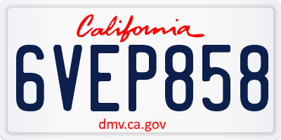 CA license plate 6VEP858