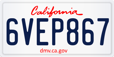CA license plate 6VEP867