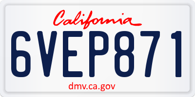 CA license plate 6VEP871