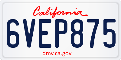 CA license plate 6VEP875