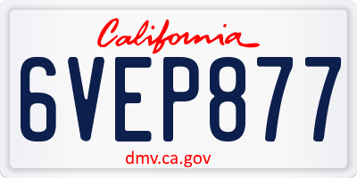 CA license plate 6VEP877