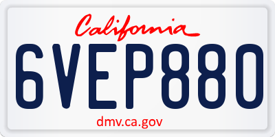 CA license plate 6VEP880