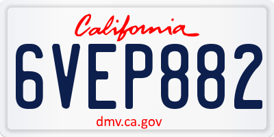 CA license plate 6VEP882