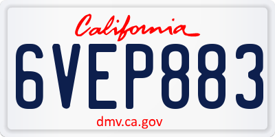 CA license plate 6VEP883