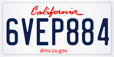 CA license plate 6VEP884