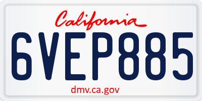 CA license plate 6VEP885
