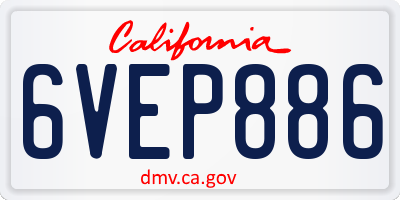 CA license plate 6VEP886