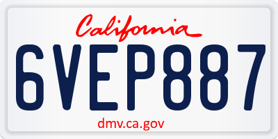 CA license plate 6VEP887