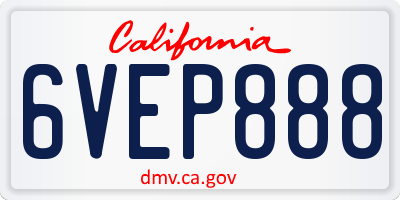 CA license plate 6VEP888