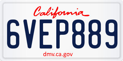 CA license plate 6VEP889