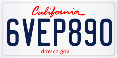 CA license plate 6VEP890