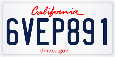CA license plate 6VEP891