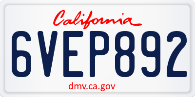 CA license plate 6VEP892