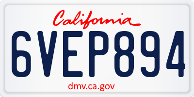 CA license plate 6VEP894