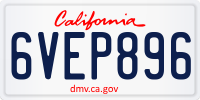 CA license plate 6VEP896
