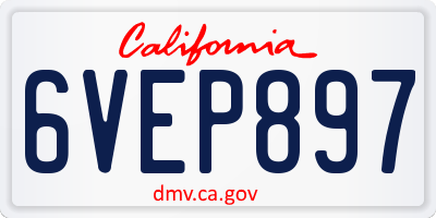 CA license plate 6VEP897